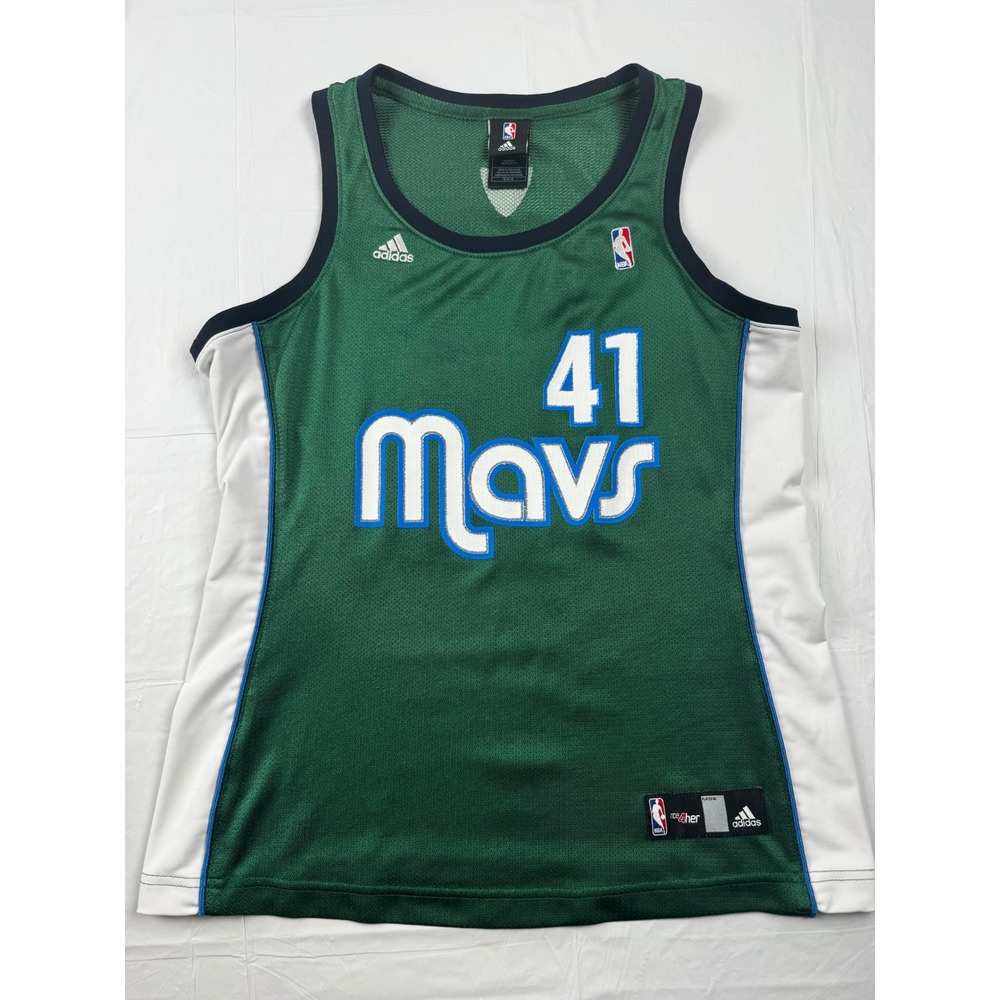 Adidas NBA 4 Her Dallas Mavericks Dirk Nowitzki 41 Jersey Green Womens Medium